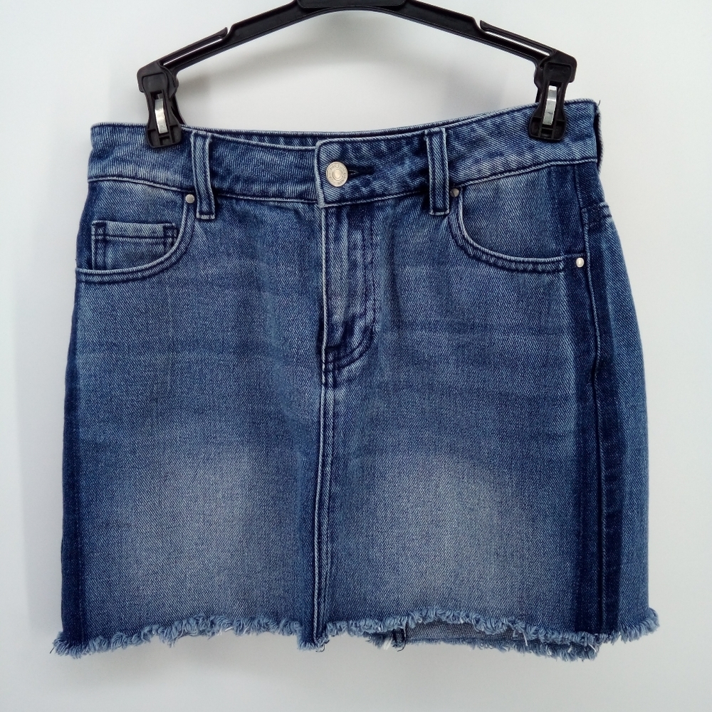 Pacsun 100% Cotton Denim Jean Raw Hem Skirt 24 Blue